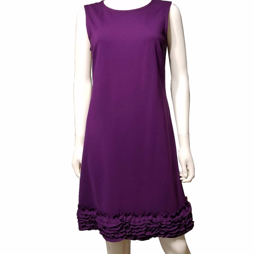 TAYLOR BRAND RUFFLE HEM SLEEVELESS DRESS